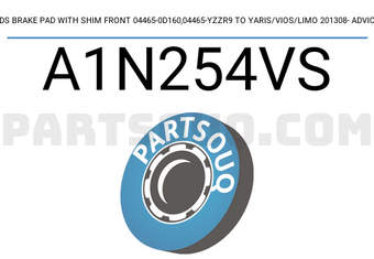 ADVICS A1N254VS ADS BRAKE PAD WITH SHIM FRONT 04465-0D160,04465-YZZR9 TO YARIS/VIOS/LIMO 201308- ADVICS