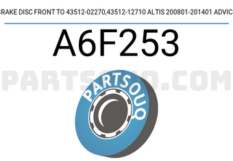 ADVICS A6F253 BRAKE DISC FRONT TO 43512-02270,43512-12710 ALTIS 200801-201401 ADVICS