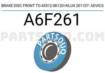 ADVICS A6F261 BRAKE DISC FRONT TO 43512-0K120 HILUX 201107- ADVICS