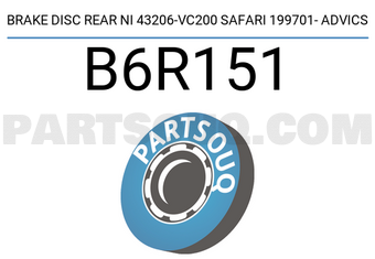 ADVICS B6R151 BRAKE DISC REAR NI 43206-VC200 SAFARI 199701- ADVICS