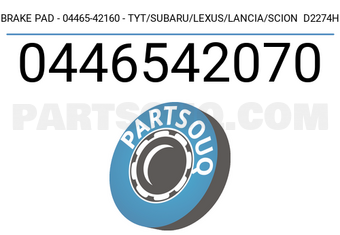Axios 0446542070 BRAKE PAD - 04465-42160 - TYT/SUBARU/LEXUS/LANCIA/SCION D2274H