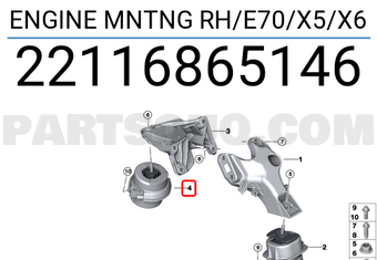 BMW 22116865146 ENGINE MNTNG RH/E70/X5/X6