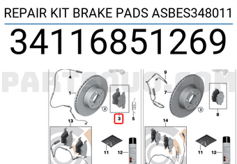 BMW 34116851269 BRAKE PAD SET FR/F01/02/7 SRS