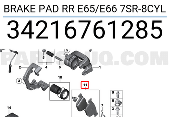 BMW 34216761285 BRAKE PAD RR E65/E66 7SR-8CYL