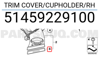 BMW 51459229100 TRIM COVER/CUPHOLDER/RH