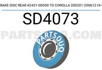 Hi-Q SD4073 BRAKE DISC REAR 42431-0D050 TO COROLLA 200201-200612 HI-Q