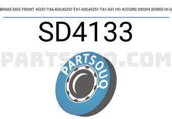Hi-Q SD4133 BRAKE DISC FRONT 45251-TA6-A00,45251-TA1-A00,45251-TA1-A01 HO ACCORD 200304-200805 HI-Q