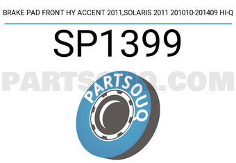 Hi-Q SP1399 BRAKE PAD FRONT HY ACCENT 2011,SOLARIS 2011 201010-201409 Hi-Q