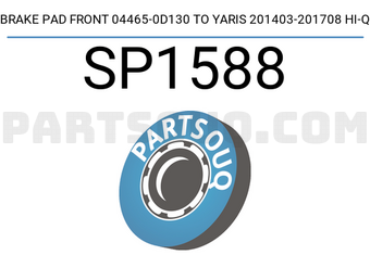 Hi-Q SP1588 BRAKE PAD FRONT 04465-0D130 TO YARIS 201403-201708 HI-Q