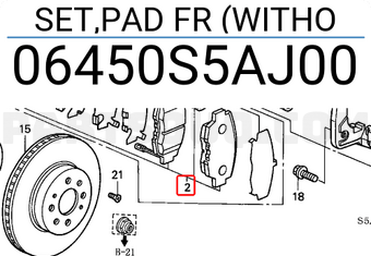 Honda 06450S5AJ00 SET,PAD FR (WITHO