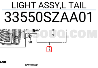 Honda 33550SZAA01 LIGHT ASSY,L TAIL