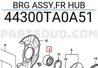 Honda 44300TA0A51 BRG ASSY,FR HUB