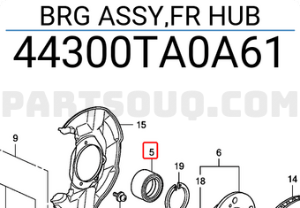 Honda 44300TA0A61 BRG ASSY,FR HUB