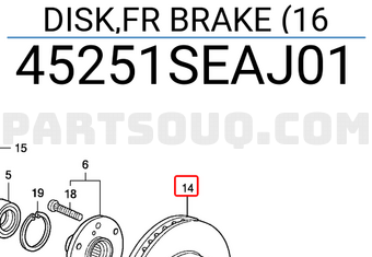 Honda 45251SEAJ01 DISK,FR BRAKE (16