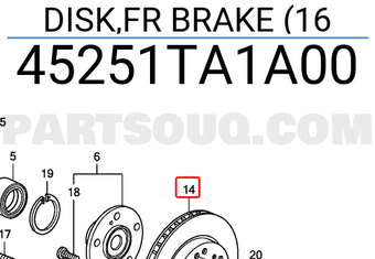 Honda 45251TA1A00 DISK,FR BRAKE (16