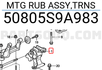 Honda 50805S9A983 MTG RUB ASSY,TRNS