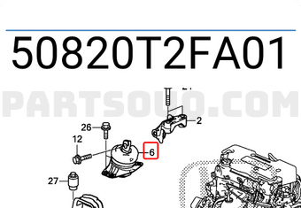 Honda 50820T2FA01 RUBBER ASSY., ENGINE SIDE MOUNTING