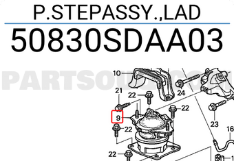 Honda 50830SDAA03 P.STEPASSY.,LAD