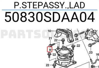 Honda 50830SDAA04 P.STEPASSY.,LAD