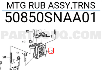 Honda 50850SNAA01 MTG RUB ASSY,TRNS