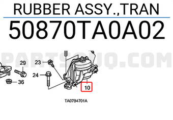 Honda 50870TA0A02 RUBBER ASSY.,TRAN