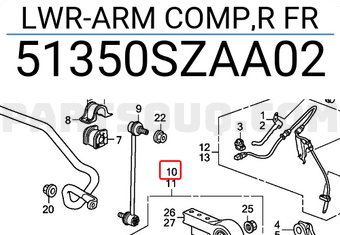 Honda 51350SZAA02 LWR-ARM COMP,R FR