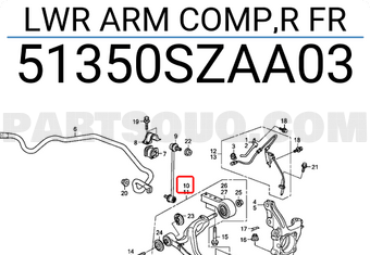 Honda 51350SZAA03 LWR ARM COMP,R FR