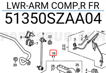 Honda 51350SZAA04 LWR-ARM COMP,R FR