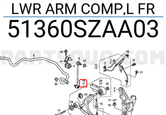 Honda 51360SZAA03 LWR ARM COMP,L FR