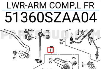 Honda 51360SZAA04 LWR-ARM COMP,L FR
