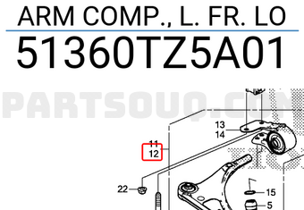 Honda 51360TZ5A01 ARM COMP., L. FR. LO