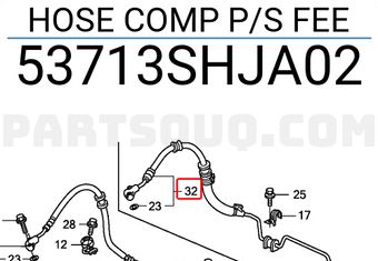 Honda 53713SHJA02 HOSE COMP P/S FEE