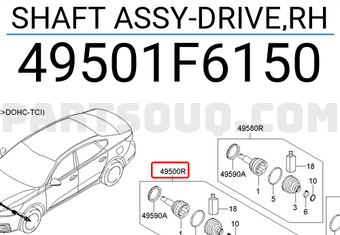 Hyundai / KIA 49501F6150 SHAFT ASSY-DRIVE,RH