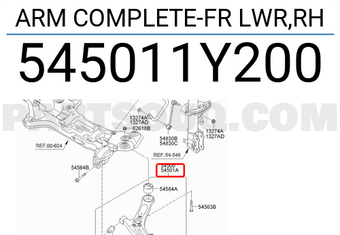 Hyundai / KIA 545011Y200 ARM COMPLETE-FR LWR,RH