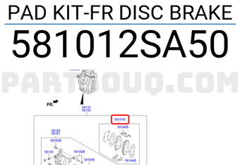 Hyundai / KIA 581012SA50 PAD KIT-FR DISC BRAKE