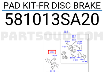 Hyundai / KIA 581013SA20 PAD KIT-FR DISC BRAKE