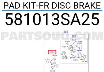 Hyundai / KIA 581013SA25 PAD KIT-FR DISC BRAKE