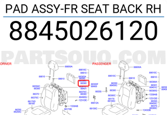 Hyundai / KIA 8845026120 PAD ASSY-FR SEAT BACK RH