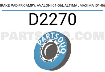 IBK Automotive D2270 BRAKE PAD FR CAMRY, AVALON [01-06], ALTIMA , MAXIMA [01-06]