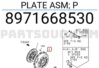 Isuzu 8971668530 PLATE ASM; P