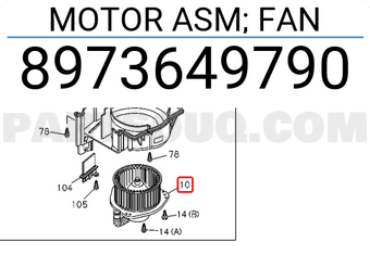 Isuzu 8973649790 MOTOR ASM; FAN