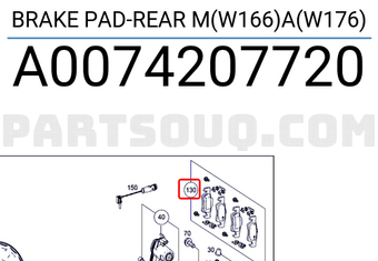 MERCEDES A0074207720 BRAKE PAD-REAR M(W166)A(W176)