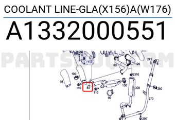 MERCEDES A1332000551 COOLANT LINE-GLA(X156)A(W176)