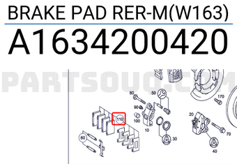 MERCEDES A1634200420 BRAKE PAD RER-M(W163)