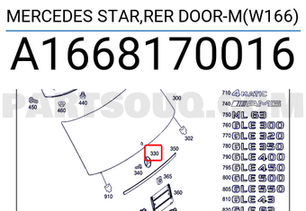 MERCEDES A1668170016 MERCEDES STAR,RER DOOR-M(W166)