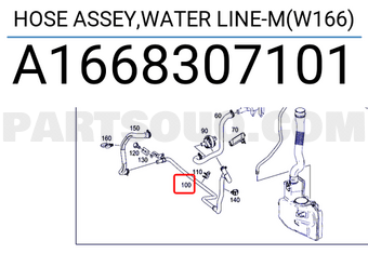 MERCEDES A1668307101 HOSE ASSEY,WATER LINE-M(W166)