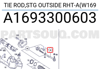 MERCEDES A1693300603 TIE ROD,STG OUTSIDE RHT-A(W169