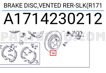 MERCEDES A1714230212 BRAKE DISC,VENTED RER-SLK(R171