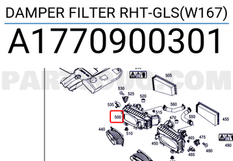 MERCEDES A1770900301 DAMPER FILTER RHT-GLS(W167)