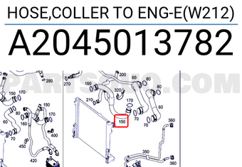 MERCEDES A2045013782 HOSE,COLLER TO ENG-E(W212)